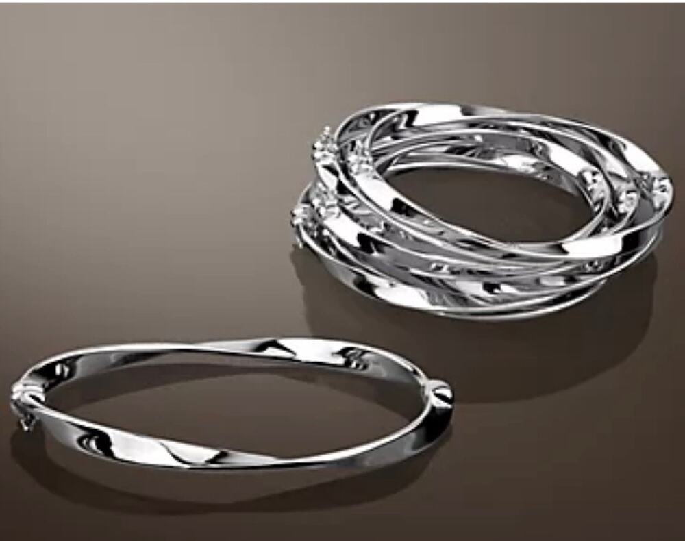 Christian James by Scott Grimes Sterling Silver Polished Ripple Bangle, 13.0g